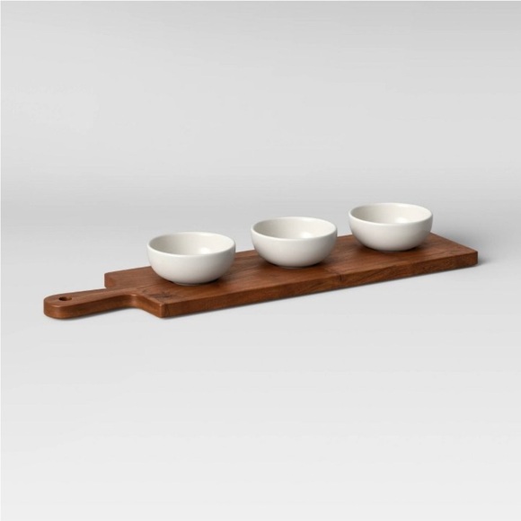 4pc Wood Cutting Board and Ceramic Bowl Set - Threshold - Picture 1 of 3